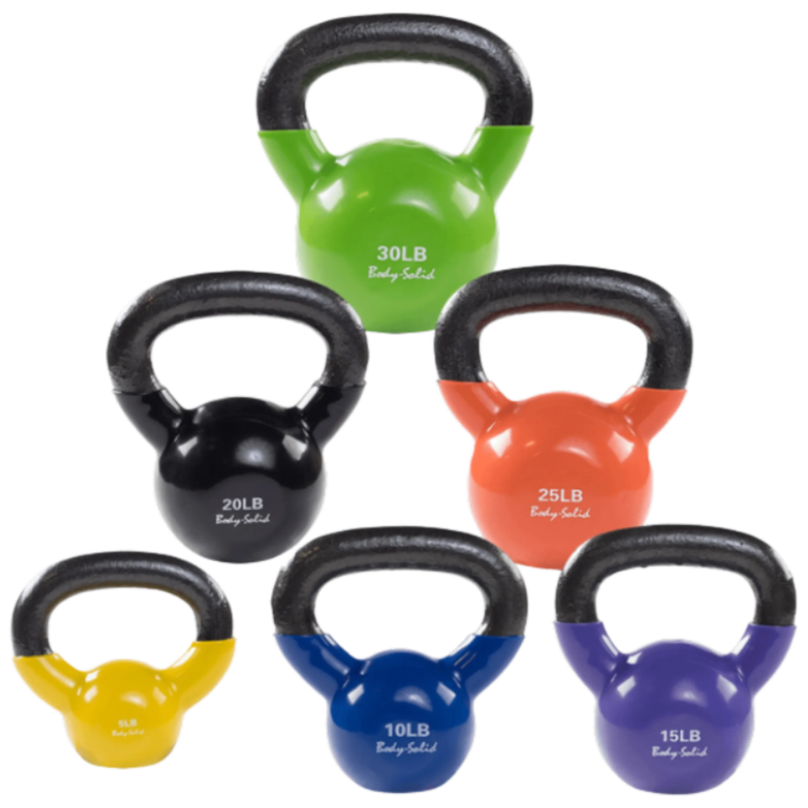 Body Solid KBVS105 Vinyl Coated Kettlebell Set 5-30 lb. (New)