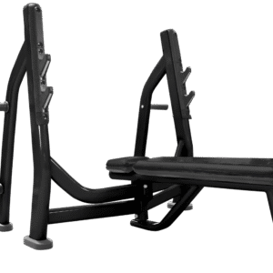 French Fitness FFB Black Olympic Flat Bench w/Weight Horns (New)